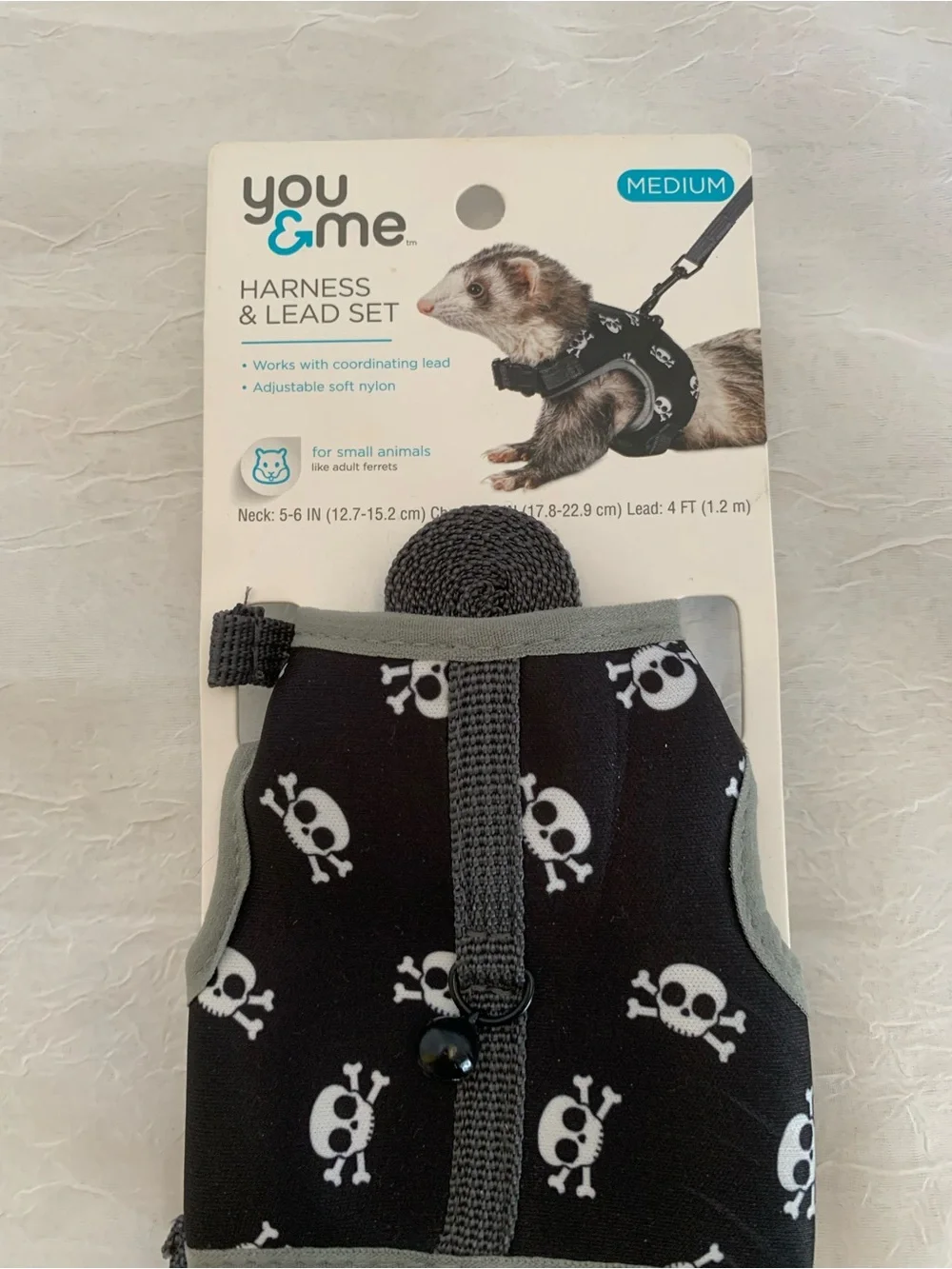 You & Me Skulls Small Animal Harness and Lead Set,